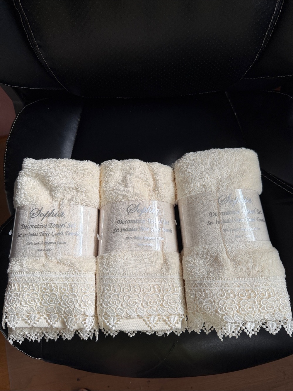 Sophia 100% Turkish Ringspun Cotton Cream Guest Towels 9 pieces 12/18 inch